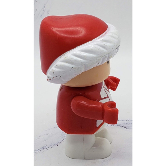 Vintage Shelcore 3” Little People Figure Christmas Elf In Red and White Costume - Picture 4 of 7